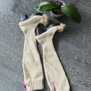 Handmade Crochet Wool Knee-High Boots Cozy Cottagecore - Size 7